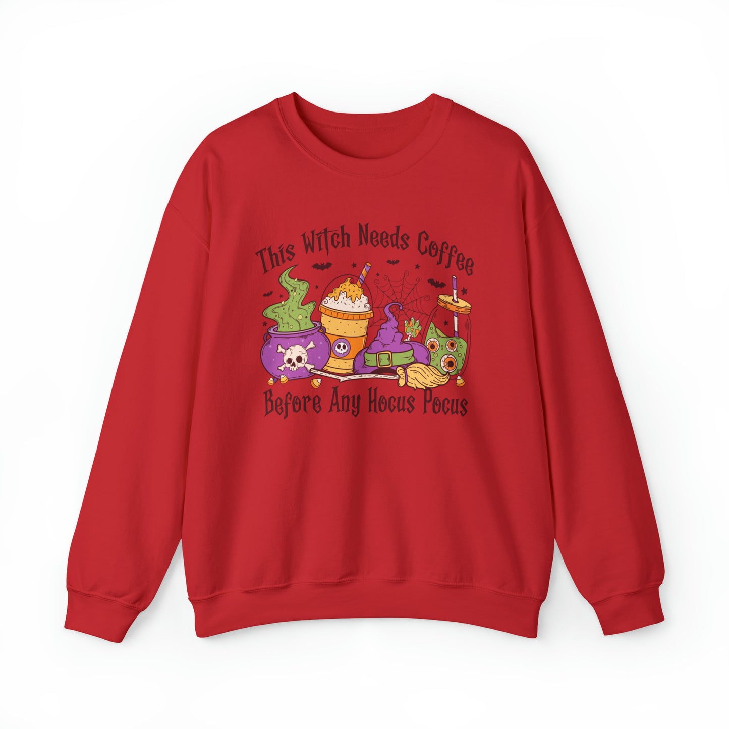 Funny coffee lover witchy halloween sweater, humorous spooky season hoodie, cute hocus pocus sanderson sisters sweats, fall lover sweatshirt, cauldron tee