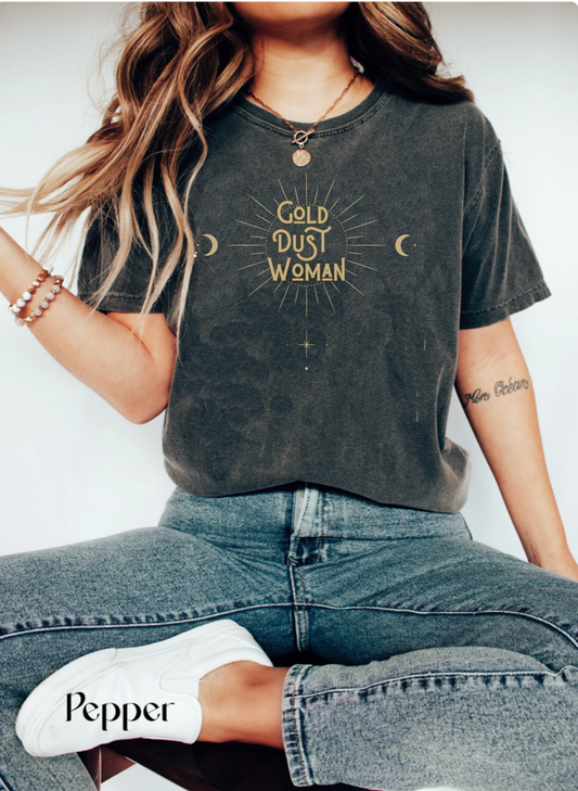 Comfort color Vintage inspired gold dust woman tshirt, retro rock band shirt, groovy hippie tee,boho witchy aesthetic clothing, Stevie nicks