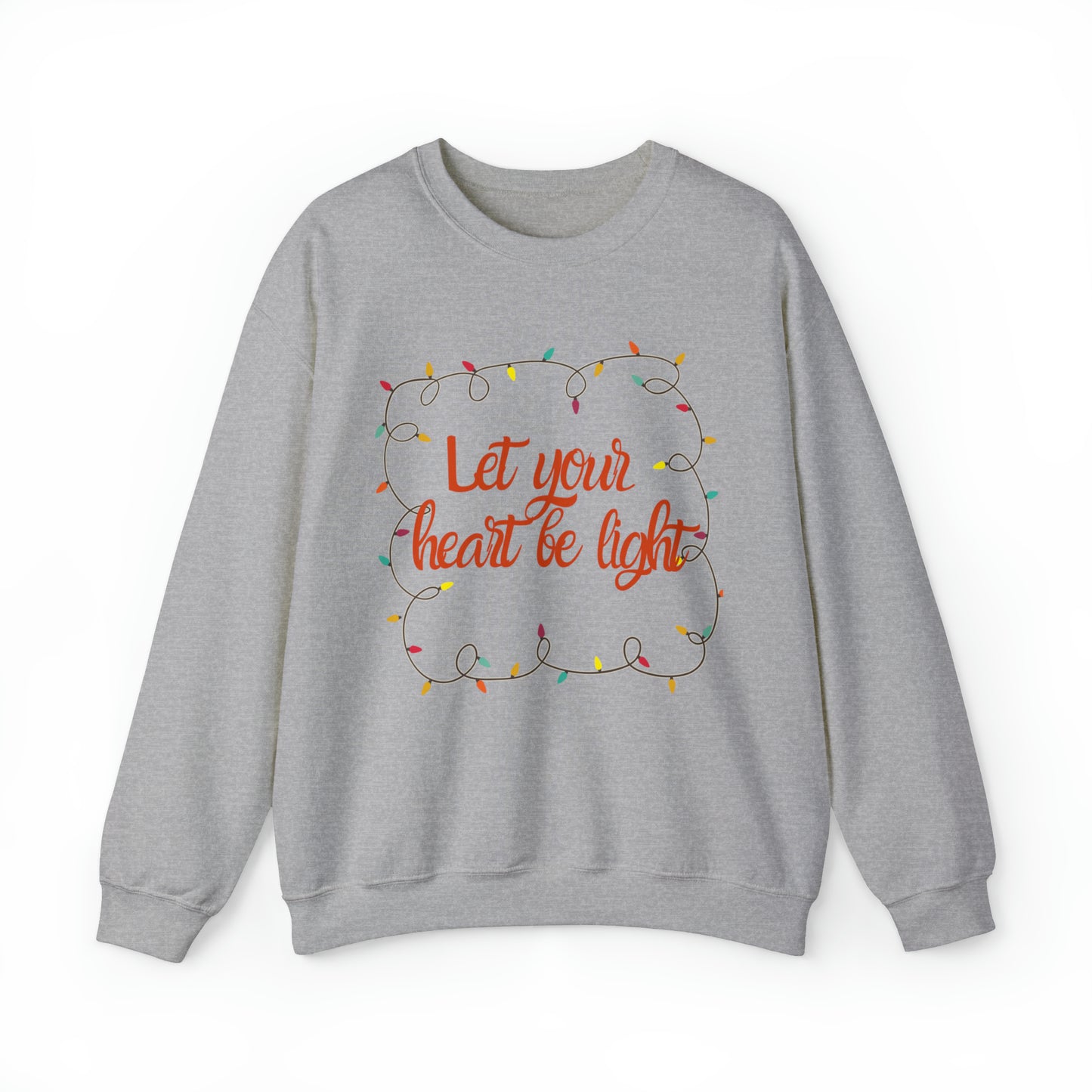 Let your heart be light cute christmas carol lyrics sweater, retro holiday xmas sweatshirt, magical winter lights hoodie