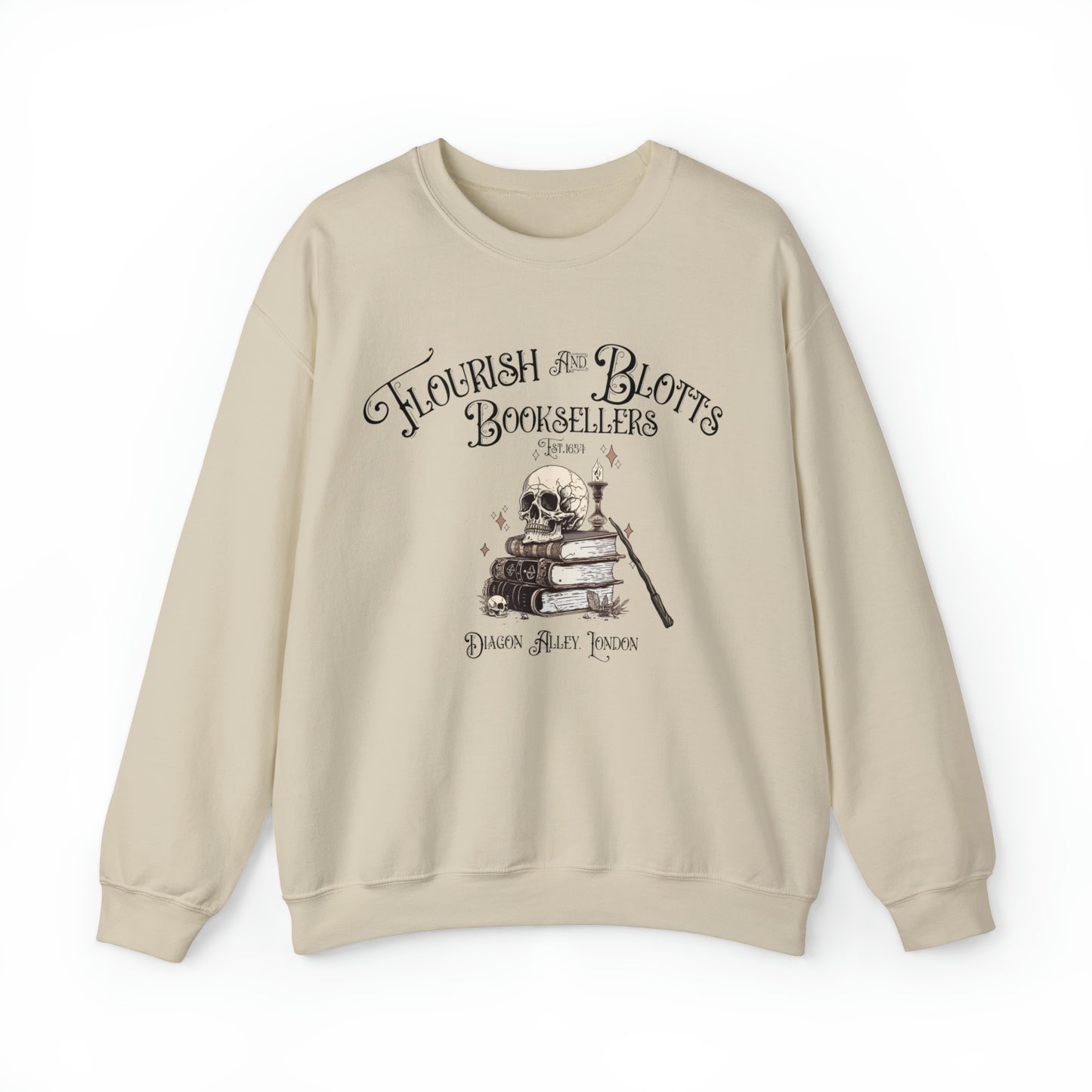 cute Flourish Blotts Sweatshirt, Magic Wizard, Witchcraft School hoodie, Bookish Book Worm Nerd Fandom sweater Vintage, gift for millennial