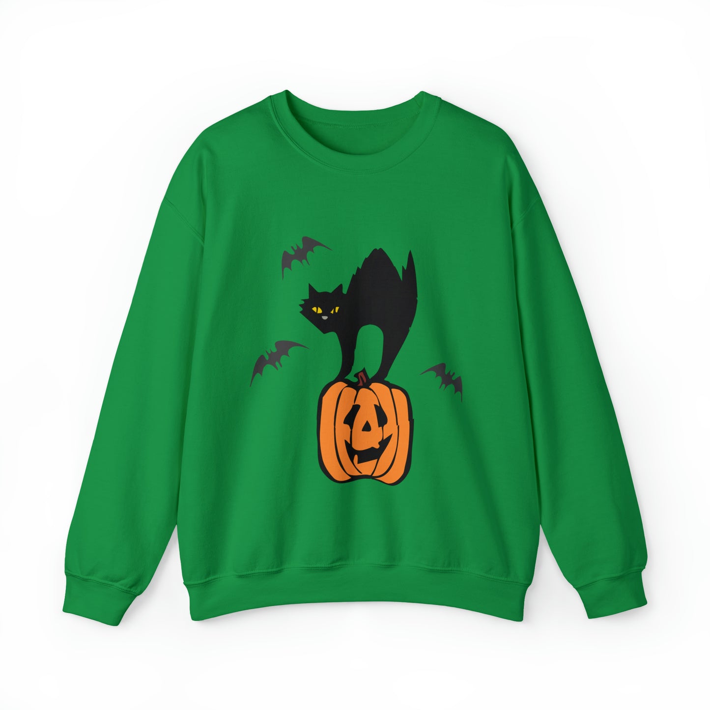 Funny black cat on a pumpkin Sweatshirt, cute jack o lantern and bats halloween hoodie, vintage hand drawn spooky sweater, boho fall autumn