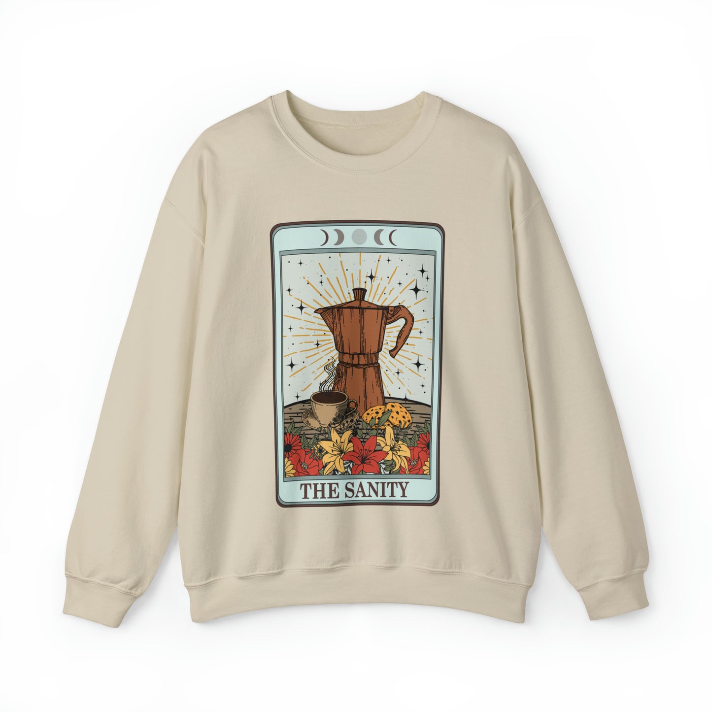 Funny coffee tarot card sweatshirt, cute zodiac hoodie, retro astrology girl sweater gift idea