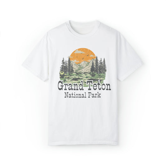 Hiking Shirt, National Park TShirt, Camping Adventure Shirt, Grand Teton tee, Comfort Colors Shirt, retro Mountain range, Vintage inspired