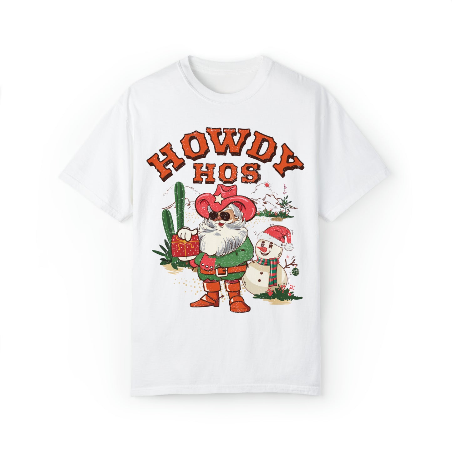 Comfort colors funny cowboy santa howdy hos raunchy christmas tshirt, Cute sassy dirty holiday shirt, retro western xmas rodeo tee party fit