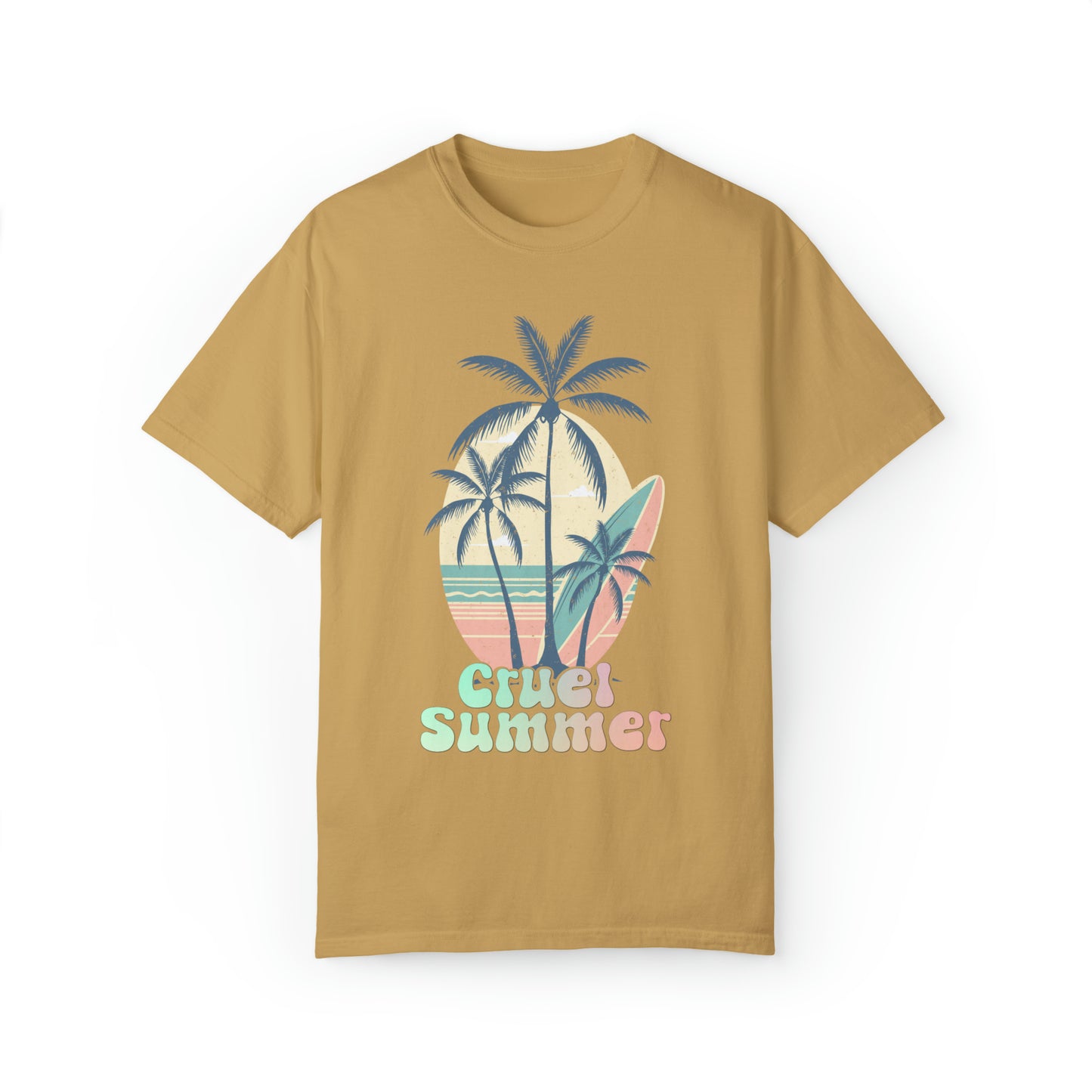 Comfort colors Cruel Summer Shirt Taylor tour Lover tee, Eras concert Merch, Boho tshirt, Y2K beach bum, retro palm tree surfboard, tropical