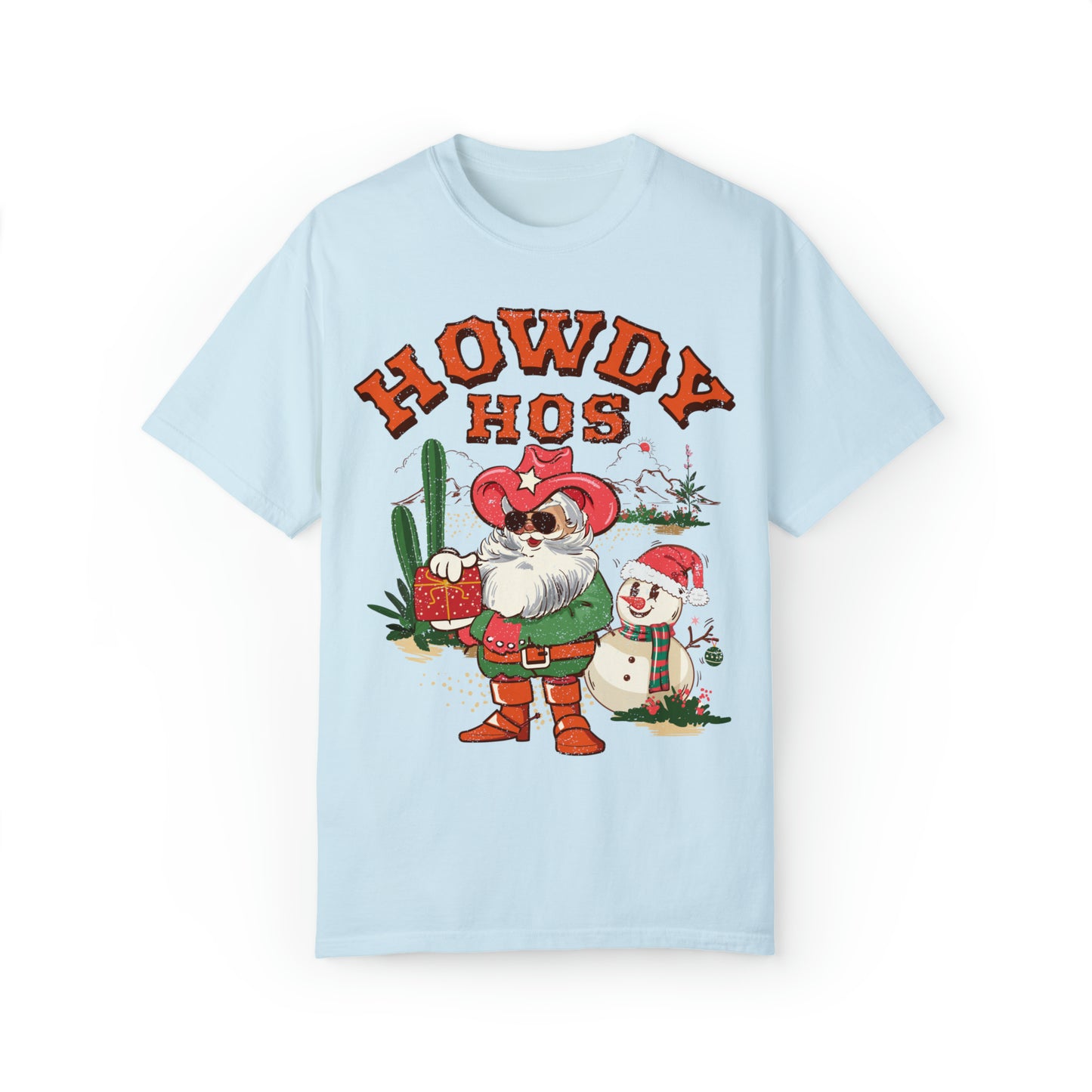 Comfort colors funny cowboy santa howdy hos raunchy christmas tshirt, Cute sassy dirty holiday shirt, retro western xmas rodeo tee party fit