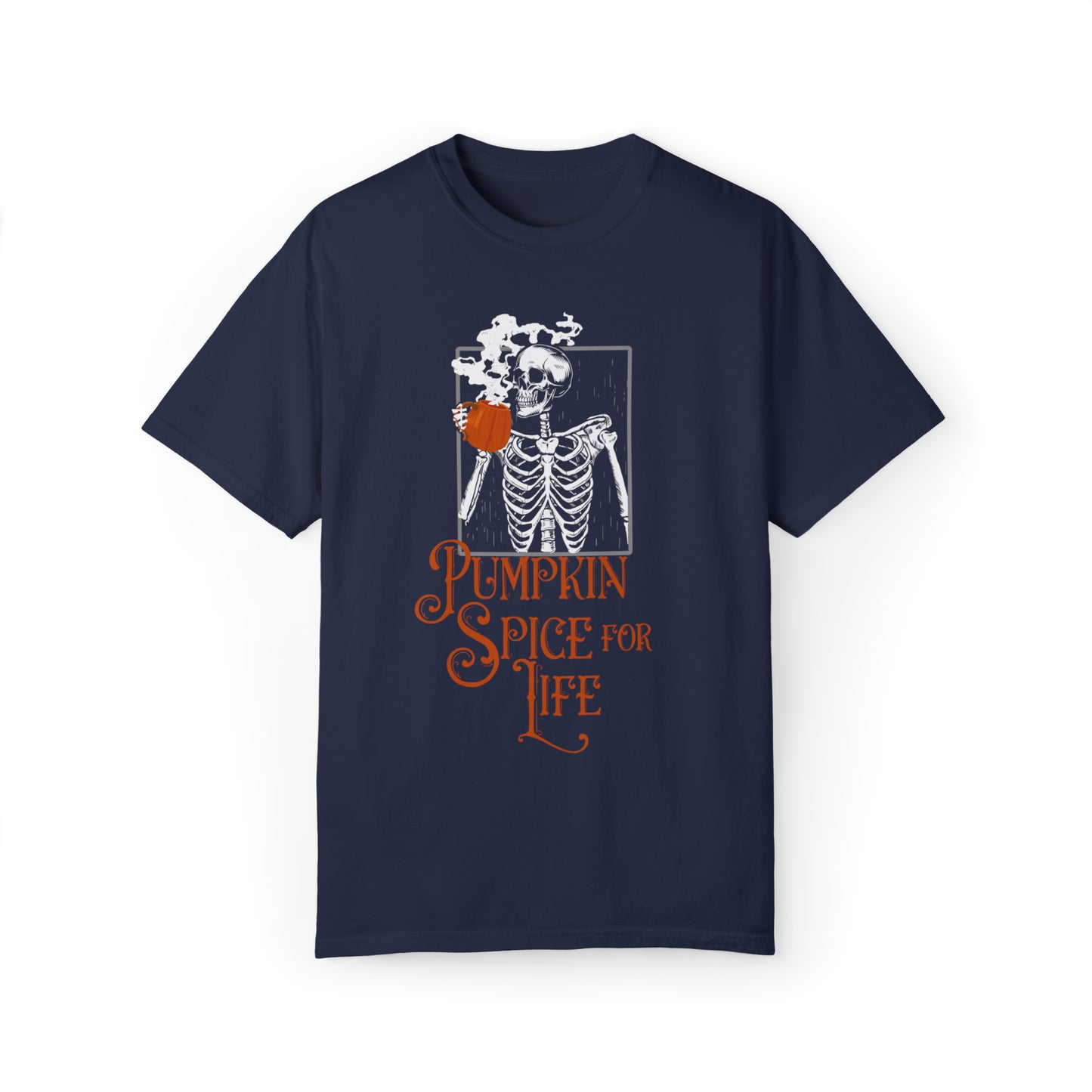 Comfort colors funny skeleton pumpkin spice latte for life Tshirt, dead inside but love halloween tee, cute fall autumn shirt, spooky season