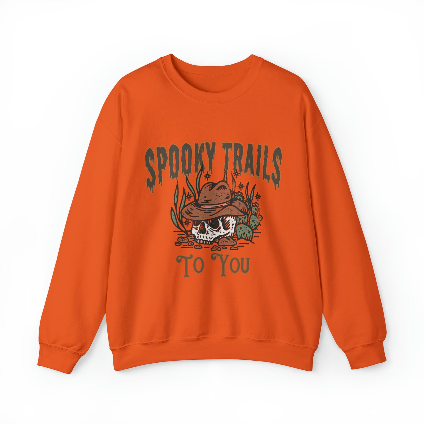 Spooky trails to you western country halloween sweatshirt, funny skeleton cowboy sweater, cute desert cactus hoodie, haunted trendy