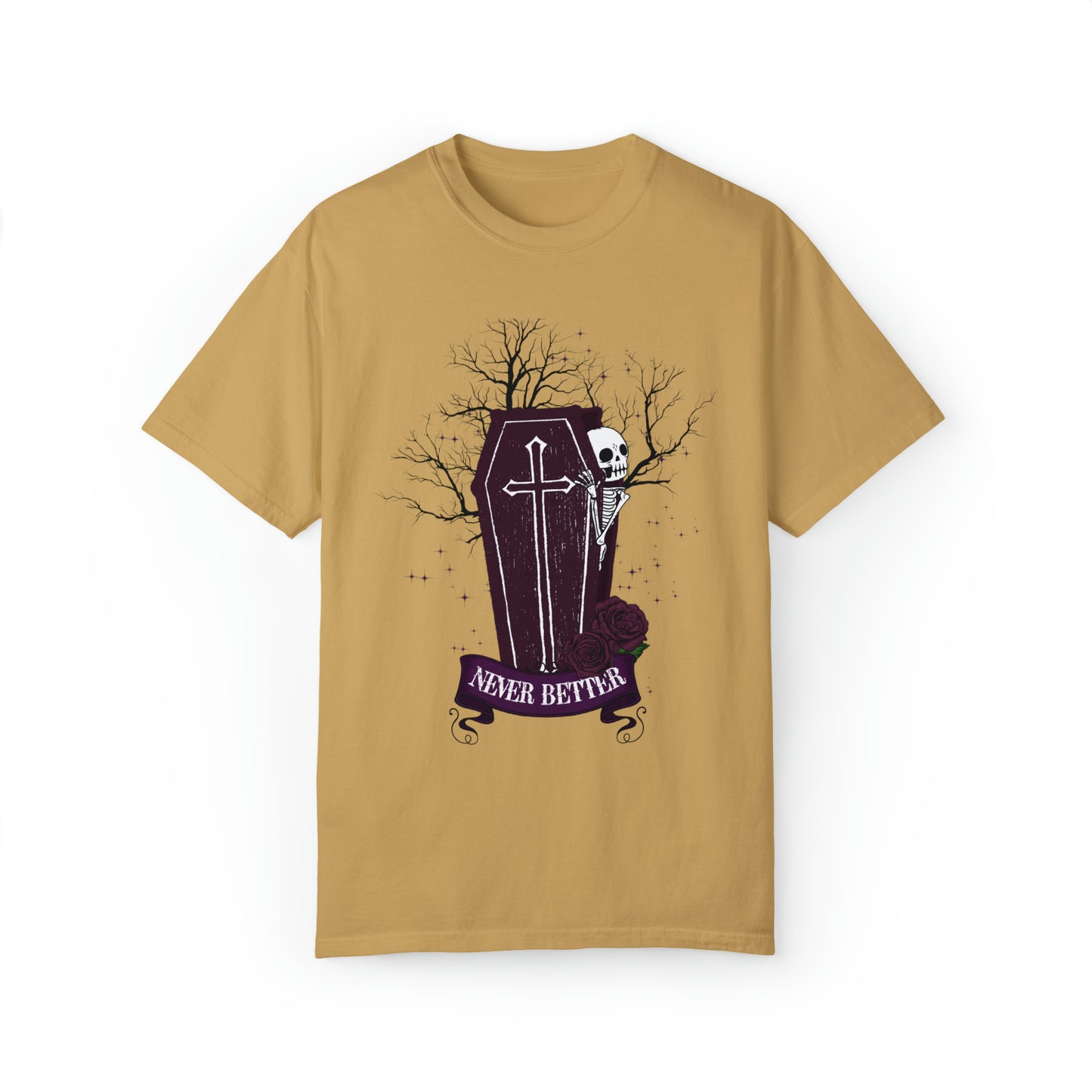 Comfort colors funny never better skeleton tshirt, Haunted graveyard halloween shirt, spooky season autumn tee, witchy vibes fall outfit