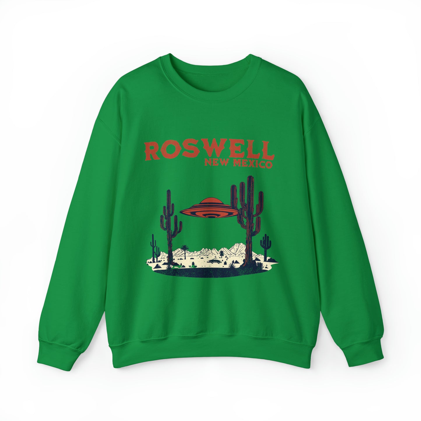 UFO Cool Graphic Southwest Roswell New Mexico sweatshirt, Alien Believe Cryptozoology Santa Fe sweater, vintage retro western desert hoodie