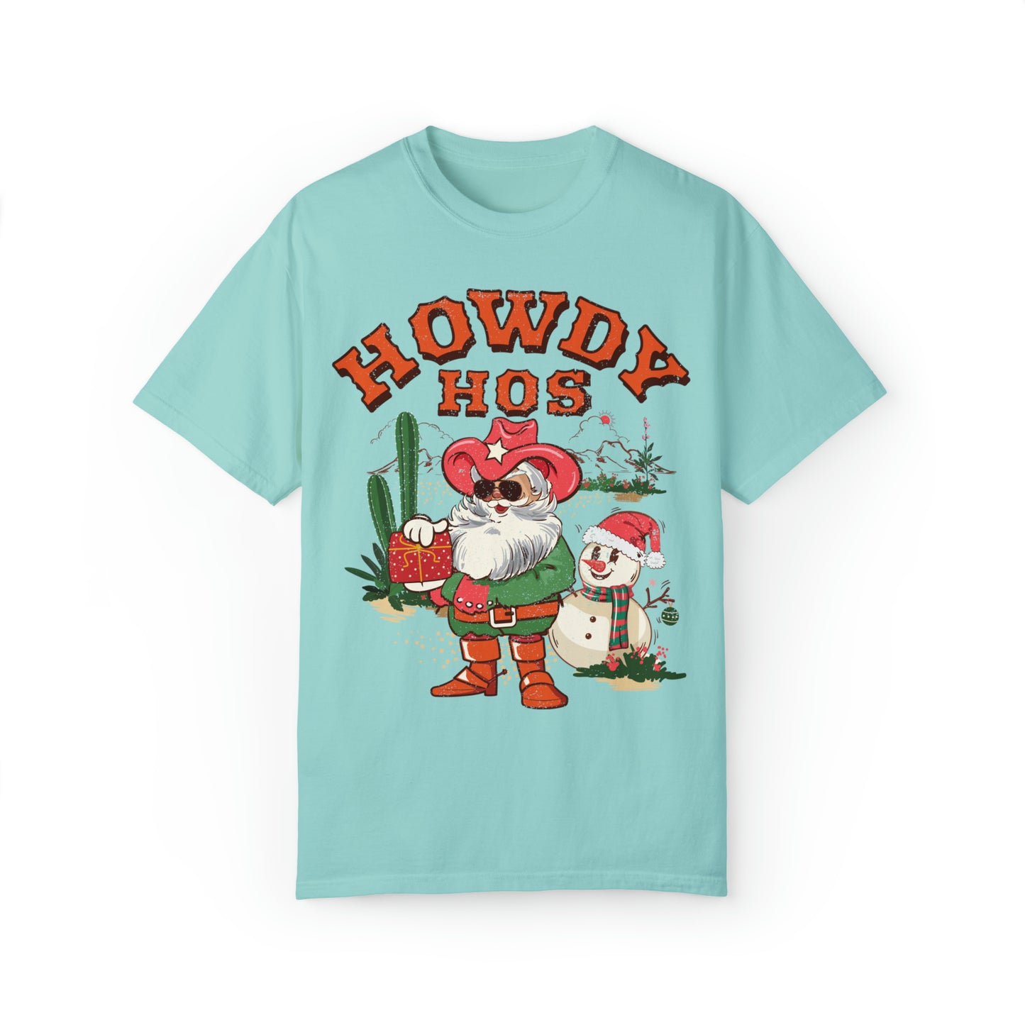 Comfort colors funny cowboy santa howdy hos raunchy christmas tshirt, Cute sassy dirty holiday shirt, retro western xmas rodeo tee party fit