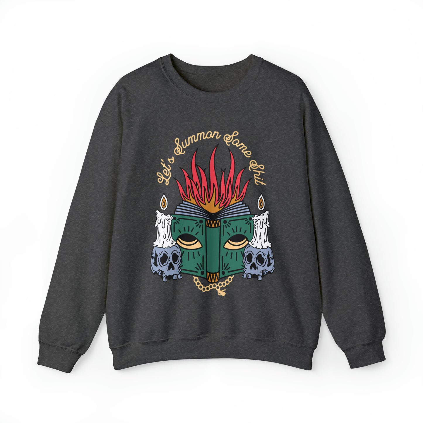 Funny demonic lets summon some shit spell book sweatshirt, spooky season halloween sweater, witchy aesthetic hoodie, retro fall autumn