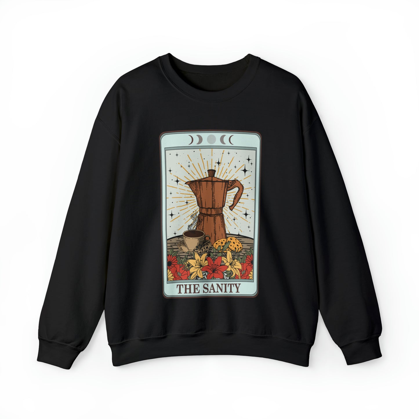 Funny coffee tarot card sweatshirt, cute zodiac hoodie, retro astrology girl sweater gift idea