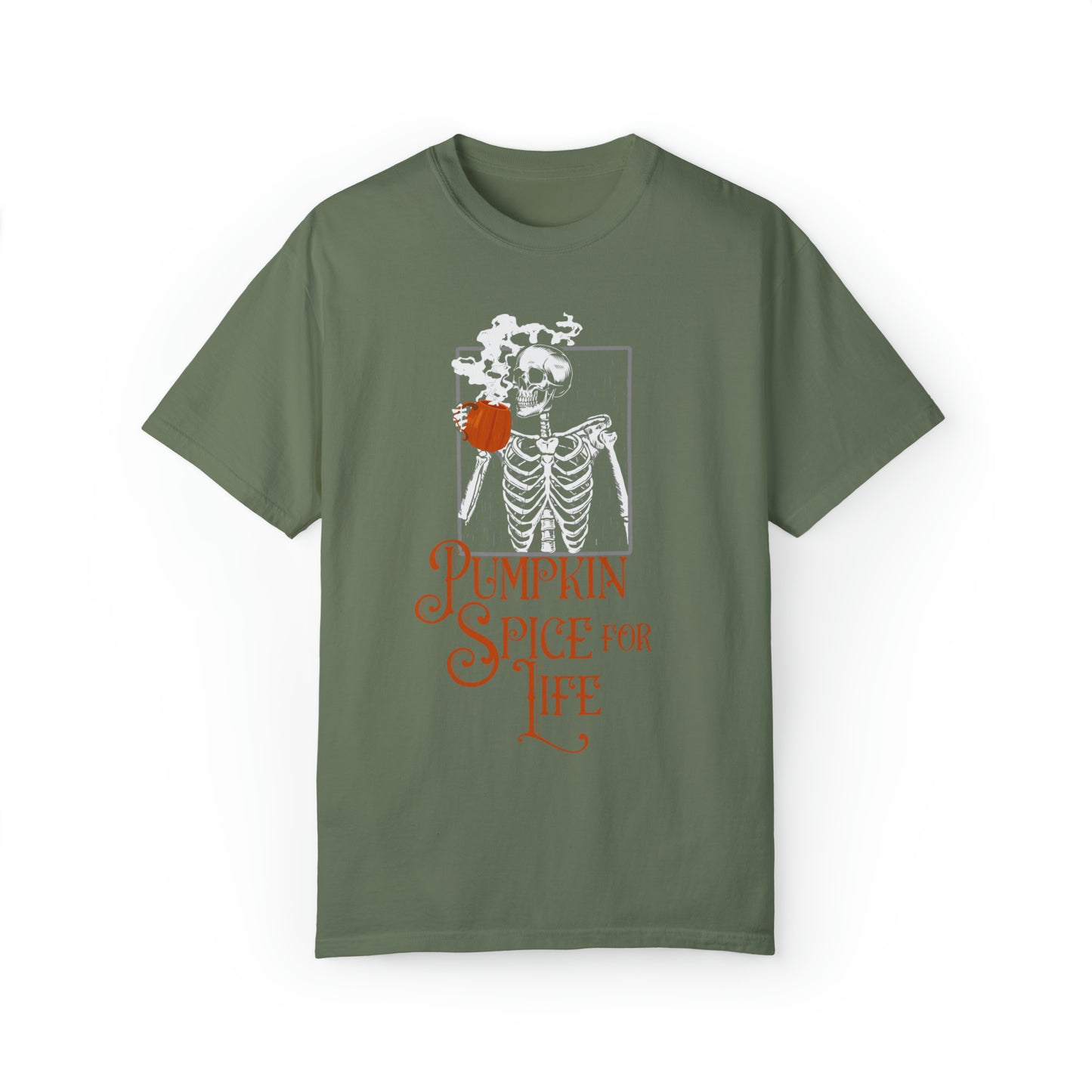 Comfort colors funny skeleton pumpkin spice latte for life Tshirt, dead inside but love halloween tee, cute fall autumn shirt, spooky season