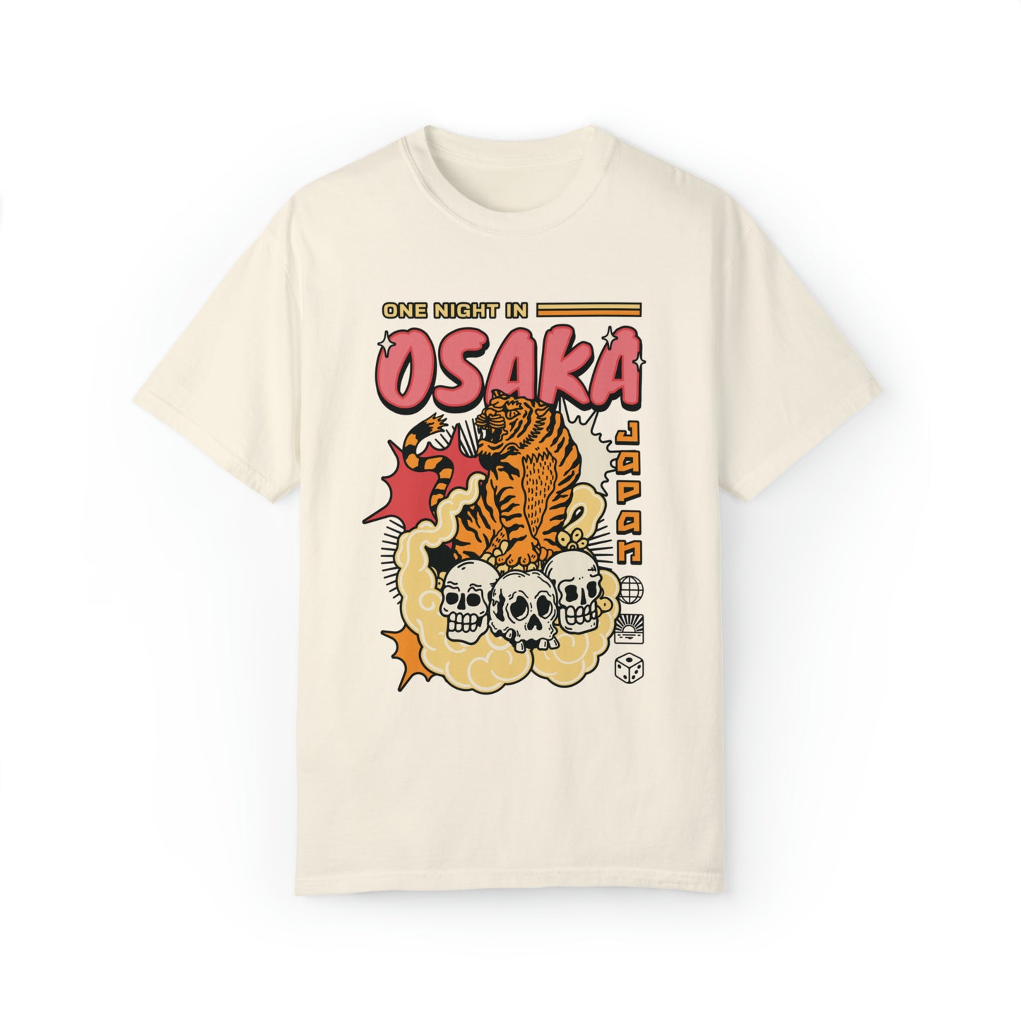 Comfort color Japanese Takoyaki Osaka tiger skulls Shirt, Kanji and Hiragana Street Wear T-Shirt, Perfect Souvenir, travel japan graphic tee