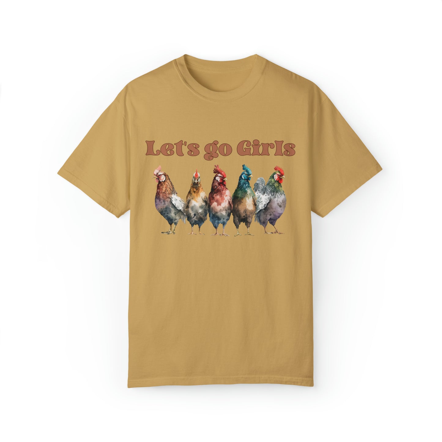 Comfort colors Cute Chicken Shirt For Farmer, Funny hen flock TShirt, Chicken Mom Tee, retro Farm Girl Shirt, Farm Family Tee, lets go girls