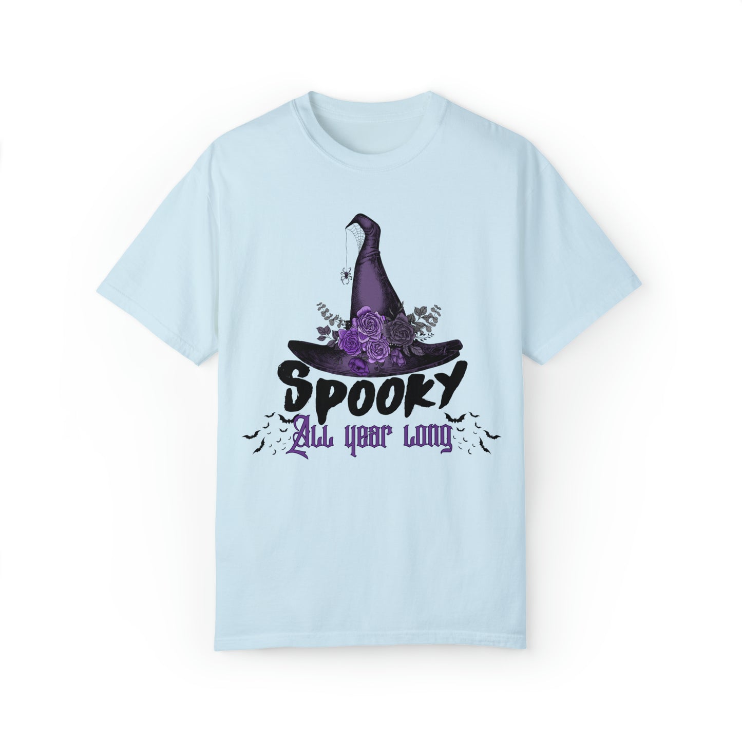 Comfort colors spooky all year long witch hat tshirt, funny halloween hoodie, cute gothic wednesday tee, party costume autumn fall outfit