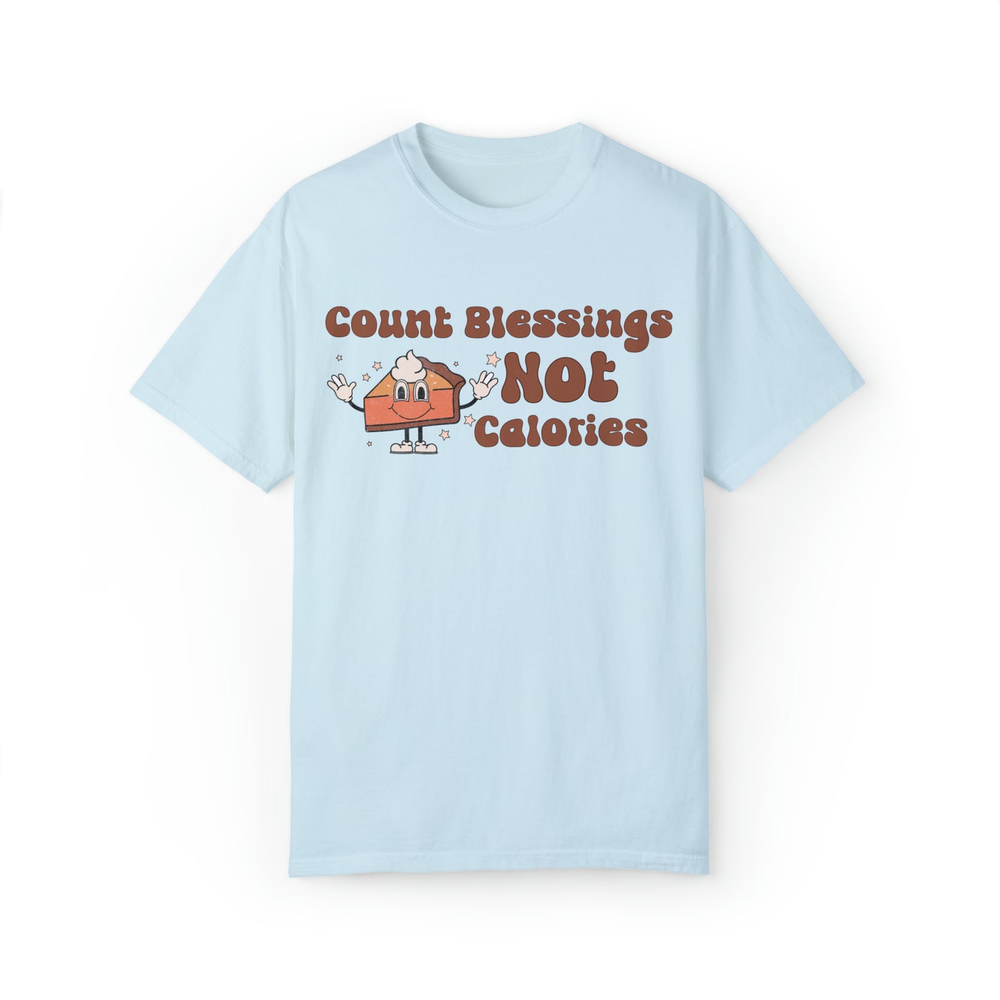 Comfort colors funny count blessings not calories thanksgiving tshirt, retro body positive shirt, inspirational fall lovers tee, pumpkin pie