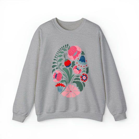 Vintage inspired scandinavian folk art sweatshirt, cute hygge sweater, boho cottagecore floral hoodie