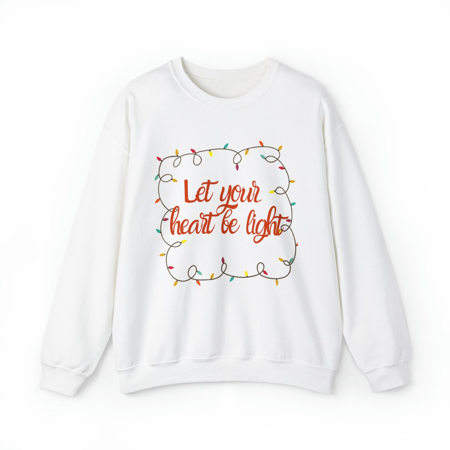 Let your heart be light cute christmas carol lyrics sweater, retro holiday xmas sweatshirt, magical winter lights hoodie