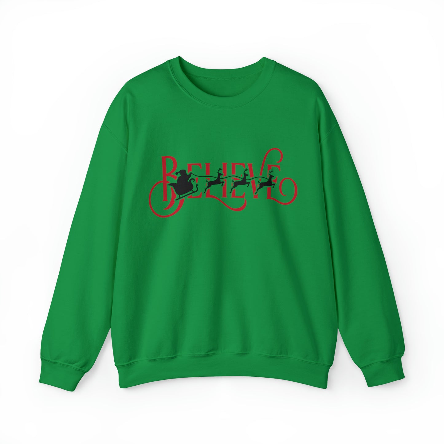 Santa sleigh believe Christmas sweatshirt, cute xmas sweater, festive holiday hoodie, classic party outfit