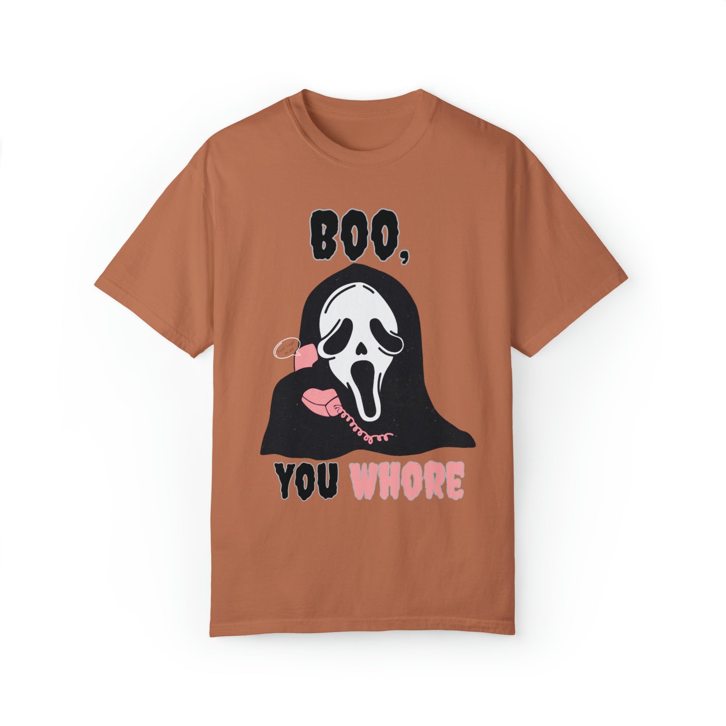 Funny Boo you whore mean girls halloween scream spoof tshirt, cute spooky season shirt, boho scary movie watching tee, ghost face