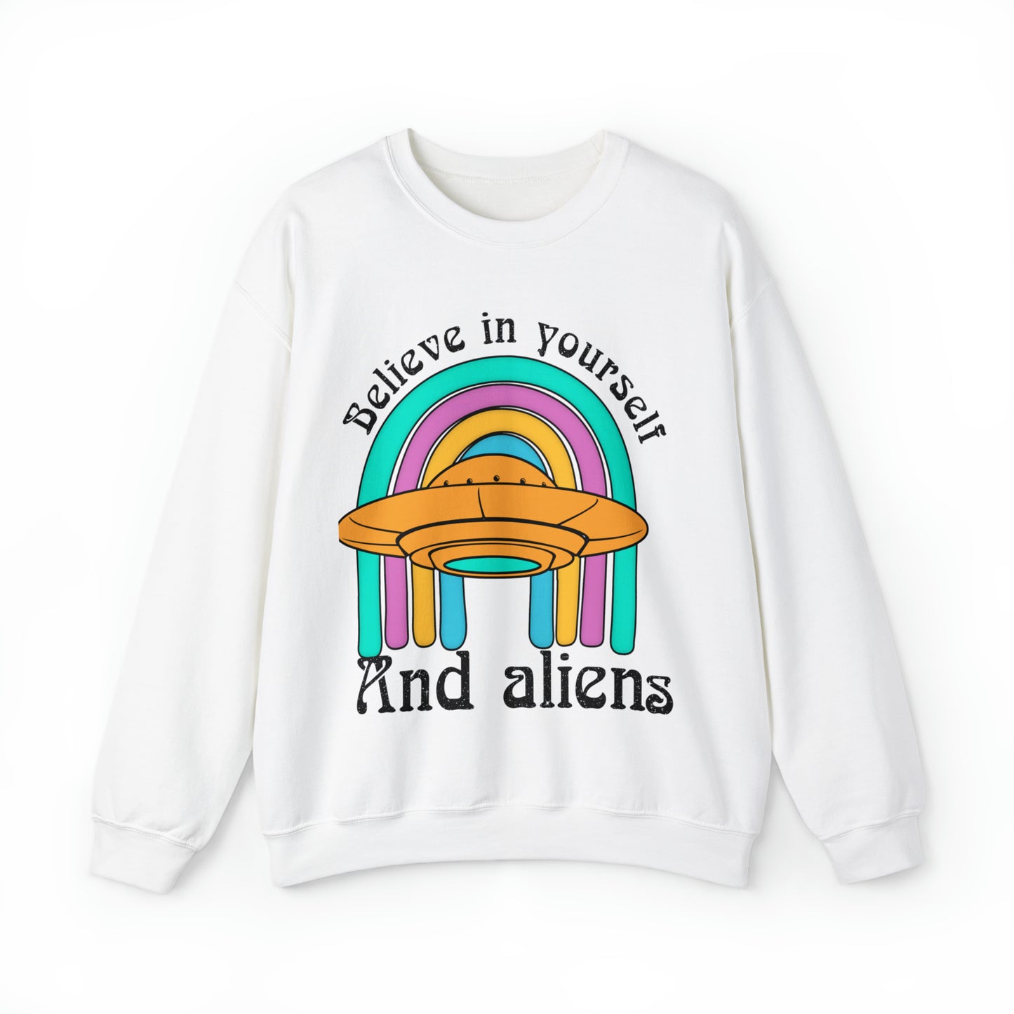 Funny believe in yourself sweatshirt, retro 60s, 70s aesthetic hoodie, aliens sweater, 90s inspired psychadelic shirt