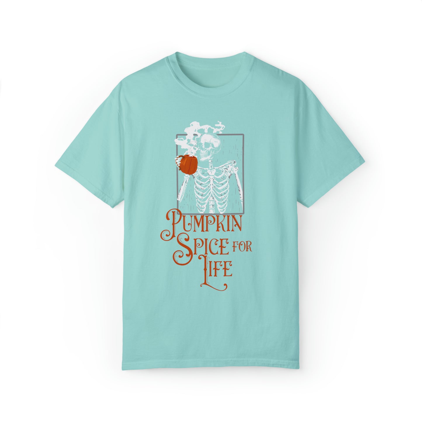 Comfort colors funny skeleton pumpkin spice latte for life Tshirt, dead inside but love halloween tee, cute fall autumn shirt, spooky season