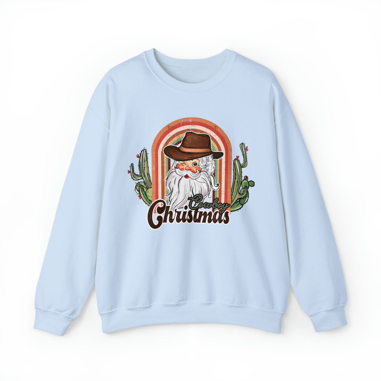 Cowboy Christmas sweater, retro santa claus sweatshirt, cute holiday hoodie, vintage western xmas clothing