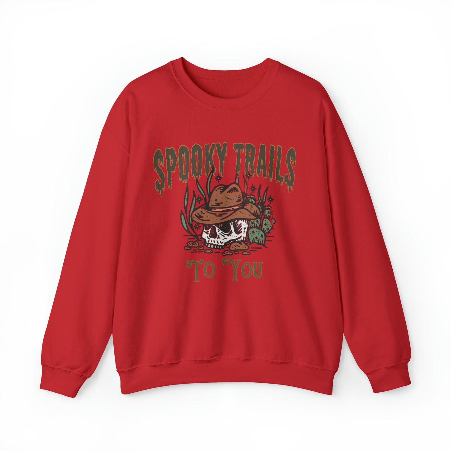 Spooky trails Skeleton cowboy sweatshirt, western halloween hoodie, vintage inspired sweater, rodeo skull desert cactus shirt, haunted tee