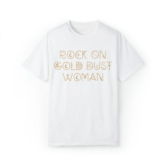 Rock on Gold Dust Woman Festival Tshirt, workout concert tee, comfort colors stevie nicks shirt, vintage inspired band tee, fleetwood mac