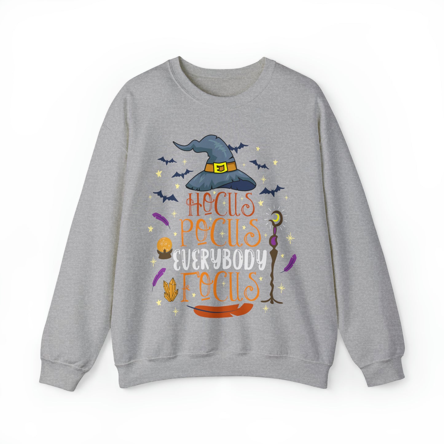 Hocus pocus everybody focus funny teacher halloween sweatshirt, cute boho witch fall autumn hoodie, magical sweater gift for educator