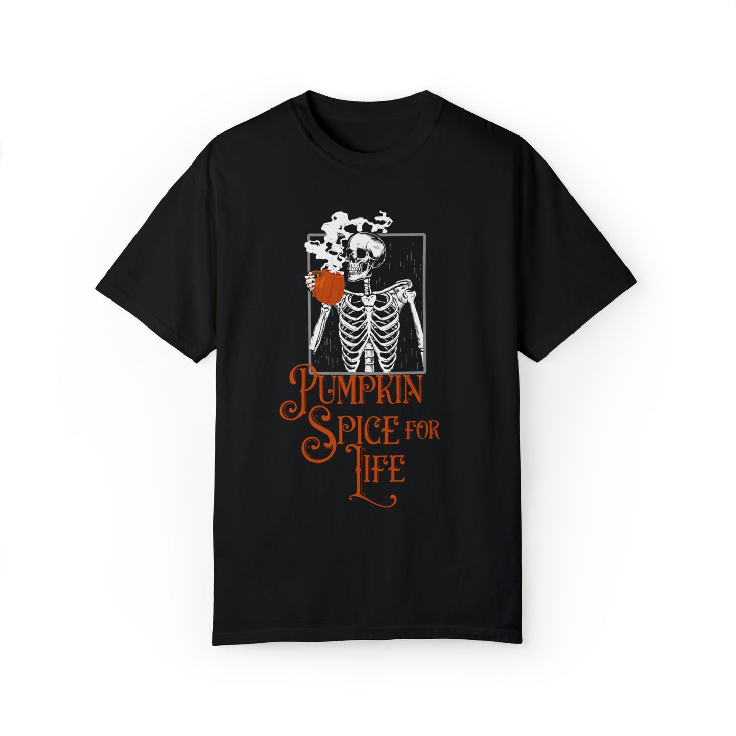 Comfort colors funny skeleton pumpkin spice latte for life Tshirt, dead inside but love halloween tee, cute fall autumn shirt, spooky season