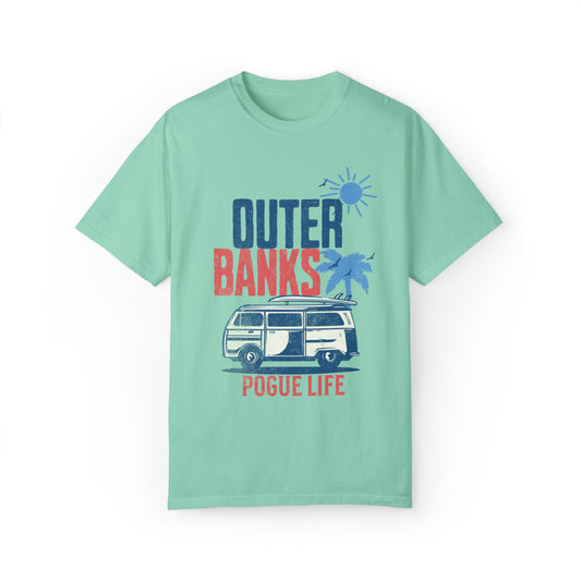 COMFORT COLORS Outer Banks Shirt, pogue life Tshirt, Beach Tee, Oversized distressed graphic tee, North Carolina, OBX Paradise on earth surf