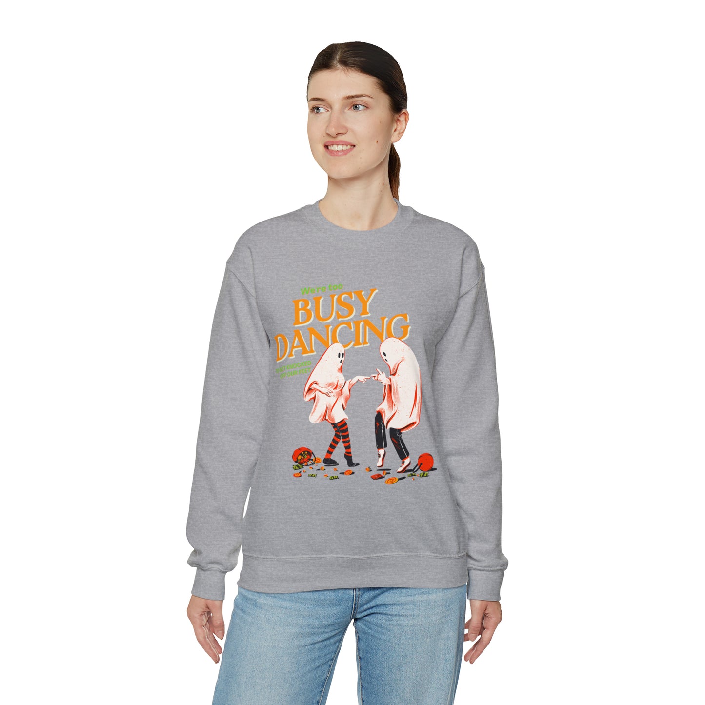 Retro groovy TS lyrics too busy dancing to get knocked off our feet eras halloween concert merch, ghost spooky taylor sweatshirt hoodie