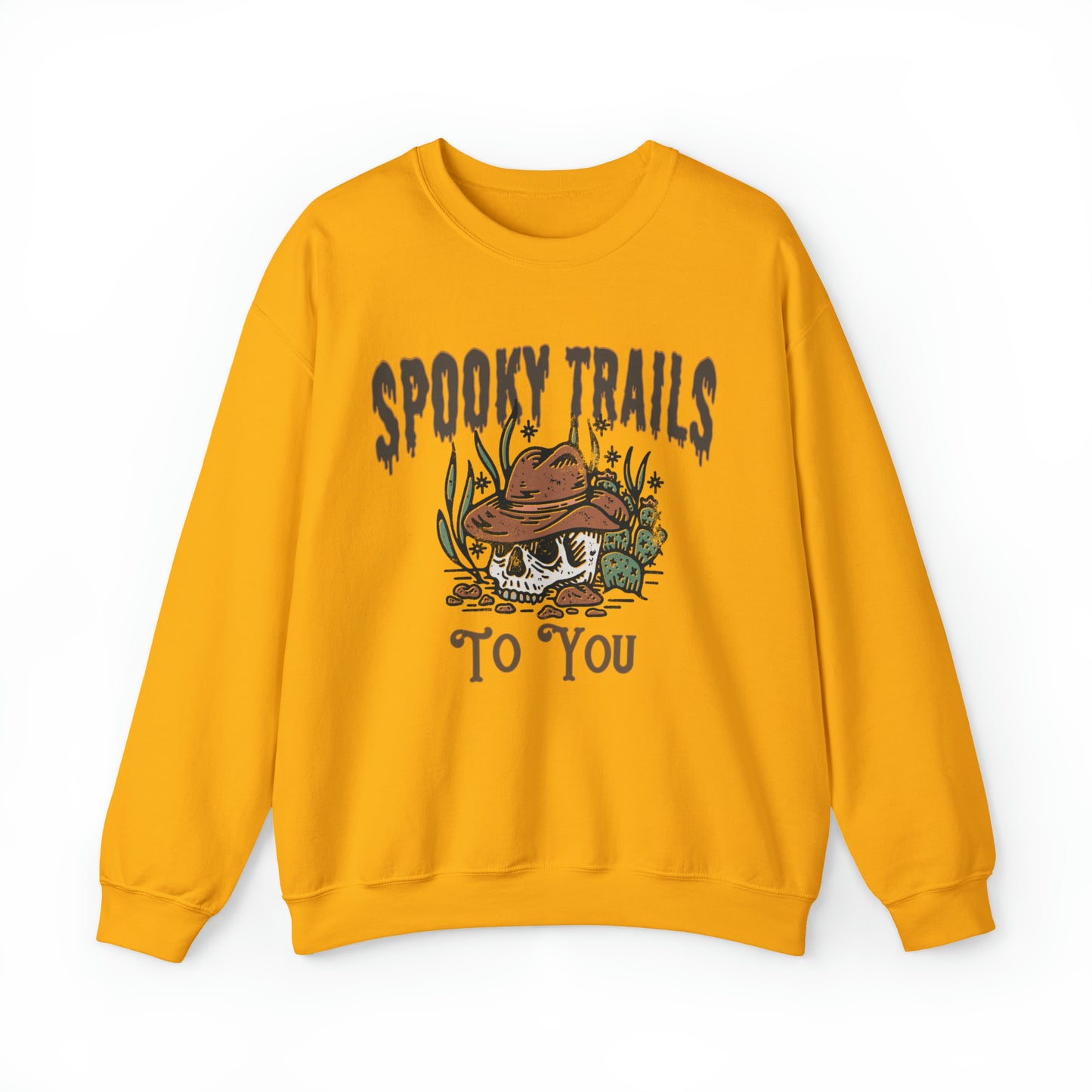 Spooky trails Skeleton cowboy sweatshirt, western halloween hoodie, vintage inspired sweater, rodeo skull desert cactus shirt, haunted tee