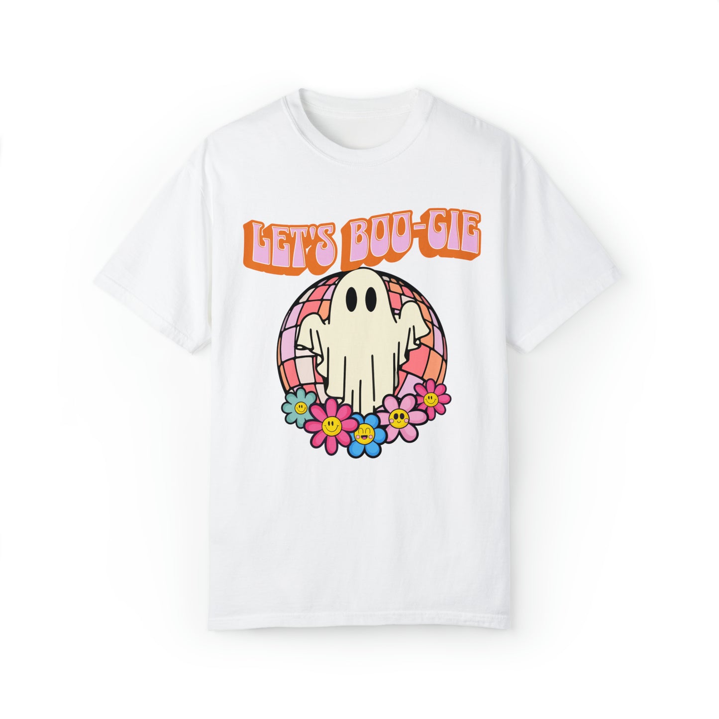 Comfort colors cute funny ghost halloween pun tshirt, lets boogie dance party shirt, groovy retro ghoul boo-ghie fall tee, autumn holiday