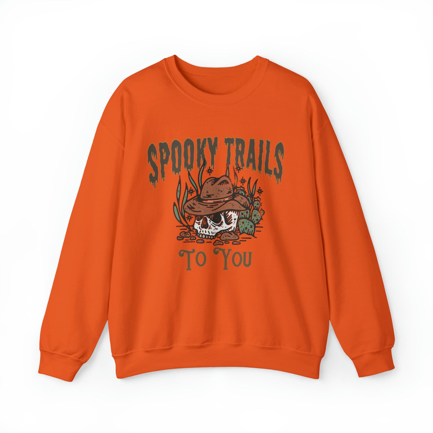 Spooky trails Skeleton cowboy sweatshirt, western halloween hoodie, vintage inspired sweater, rodeo skull desert cactus shirt, haunted tee