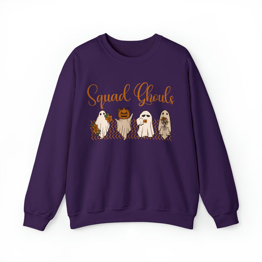 Funny squad ghouls/goals groovy Halloween Sweatshirt, cute boho fall thanksgiving hoodie, spooky ghost autumn sweater weather, pumpkin patch