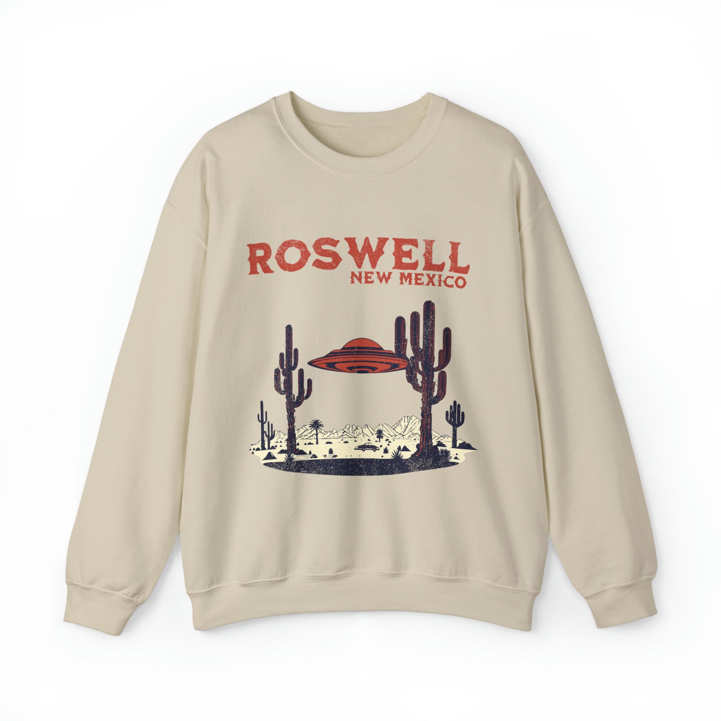 UFO Cool Graphic Southwest Roswell New Mexico sweatshirt, Alien Believe Cryptozoology Santa Fe sweater, vintage retro western desert hoodie