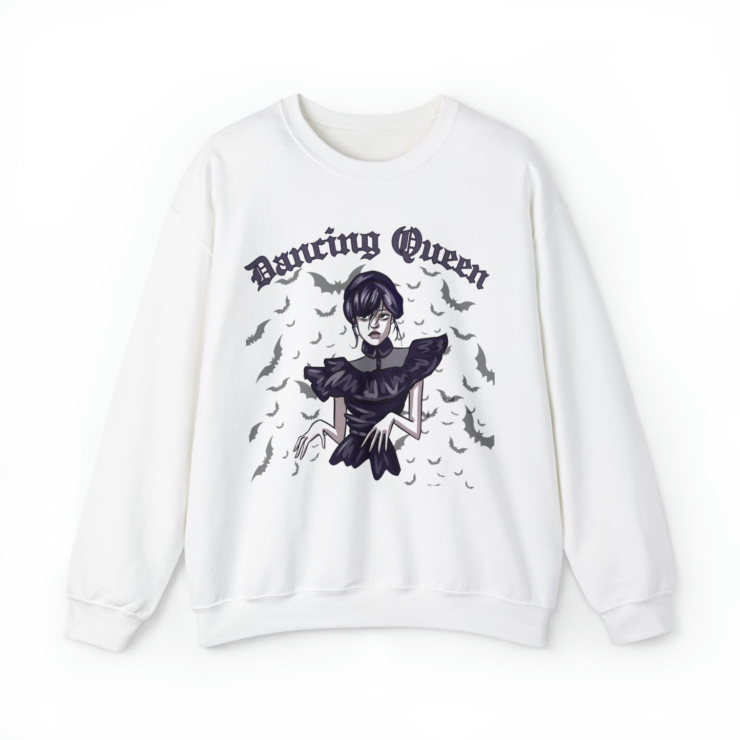 Funny halloween sweatshirt, wednesday dancing queen sweater, addams netflix hoodie, spooky season bats sweater weather, boho gothic style