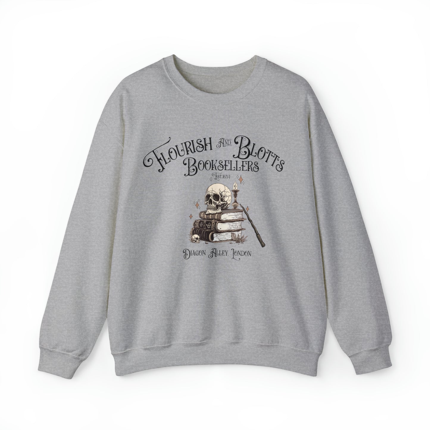 cute Flourish Blotts Sweatshirt, Magic Wizard, Witchcraft School hoodie, Bookish Book Worm Nerd Fandom sweater Vintage, gift for millennial