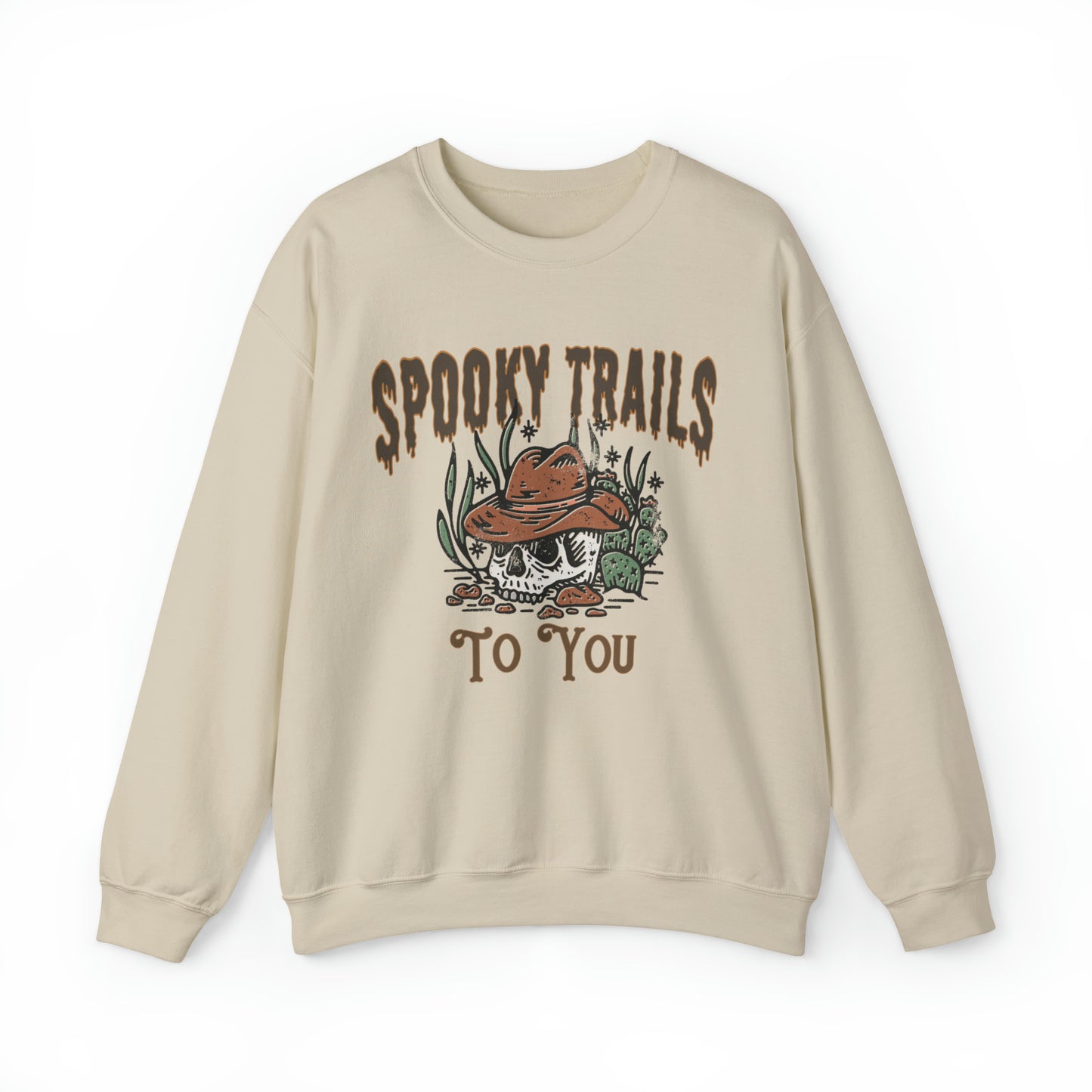 Spooky trails Skeleton cowboy sweatshirt, western halloween hoodie, vintage inspired sweater, rodeo skull desert cactus shirt, haunted tee