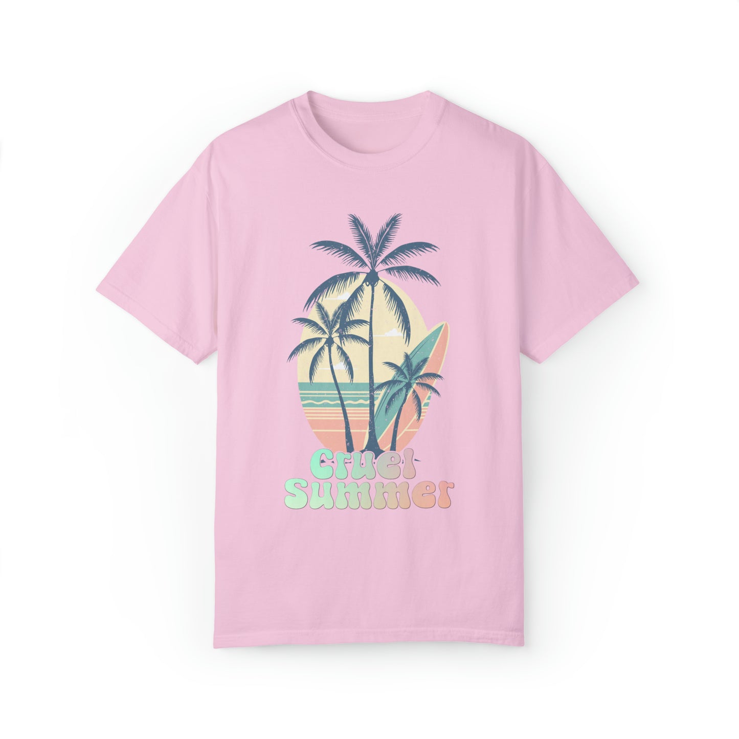 Comfort colors Cruel Summer Shirt Taylor tour Lover tee, Eras concert Merch, Boho tshirt, Y2K beach bum, retro palm tree surfboard, tropical