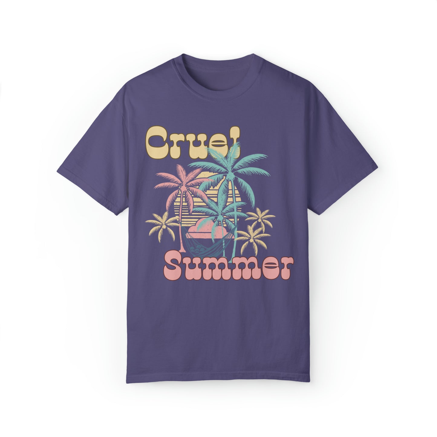 Comfort colors Cruel Summer Shirt Taylor tour Lover tee, Eras concert Merch, Boho tshirt, Y2K beach bum, retro palm tree surfboard, tropical