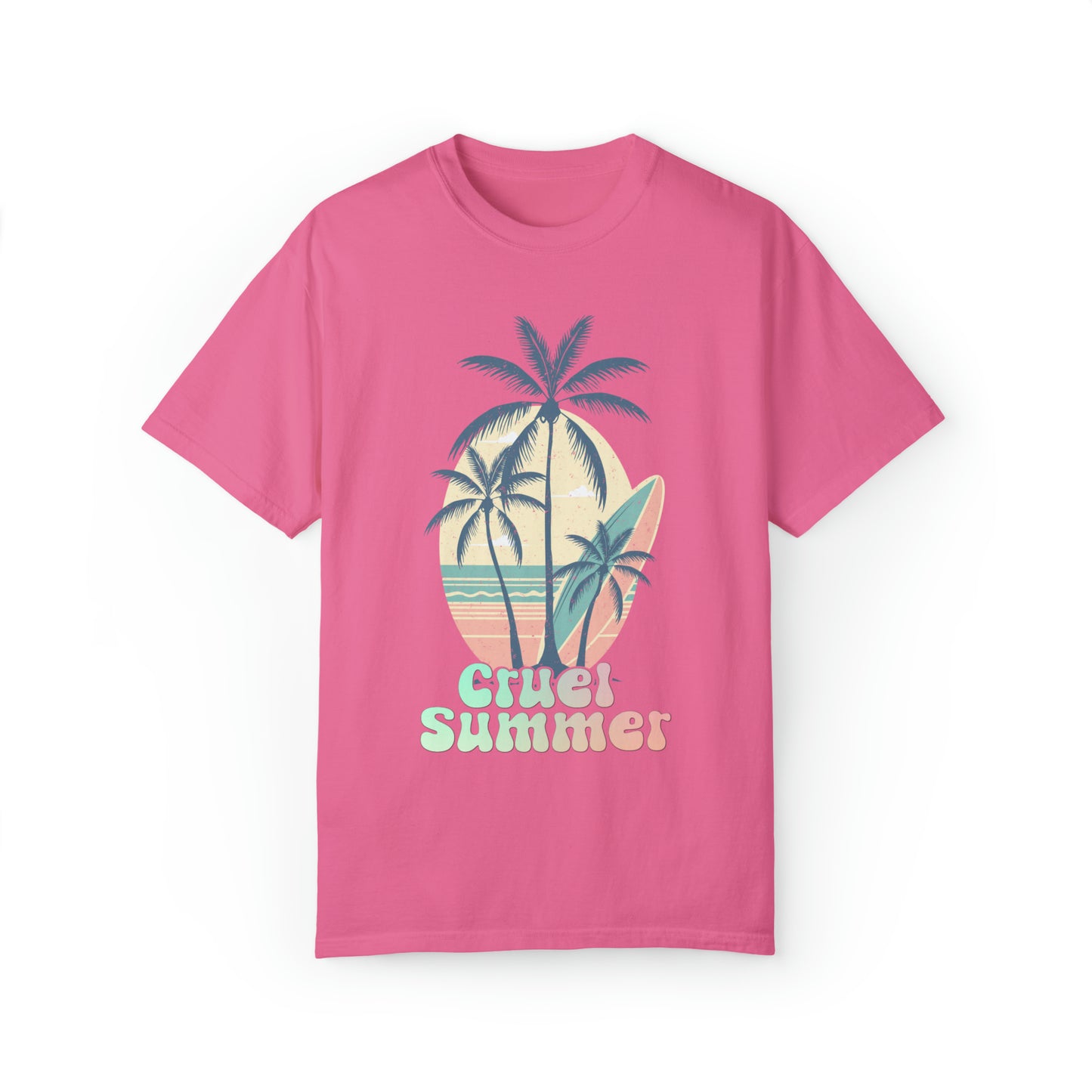 Comfort colors Cruel Summer Shirt Taylor tour Lover tee, Eras concert Merch, Boho tshirt, Y2K beach bum, retro palm tree surfboard, tropical