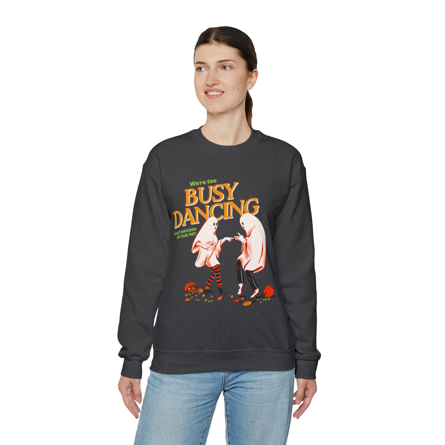 Retro groovy TS lyrics too busy dancing to get knocked off our feet eras halloween concert merch, ghost spooky taylor sweatshirt hoodie