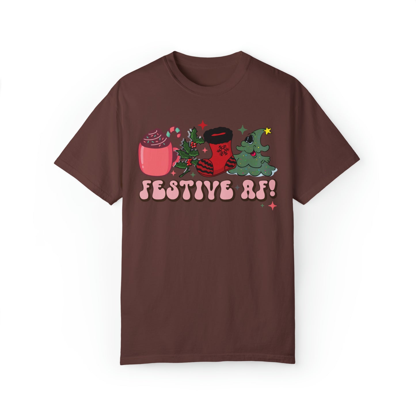 Retro festive AF funy christmas tshirt, comfort colors shirt, cute christmas shirt, retro groovy winter holiday xmas tee, tis the season outfit, merry, jolly