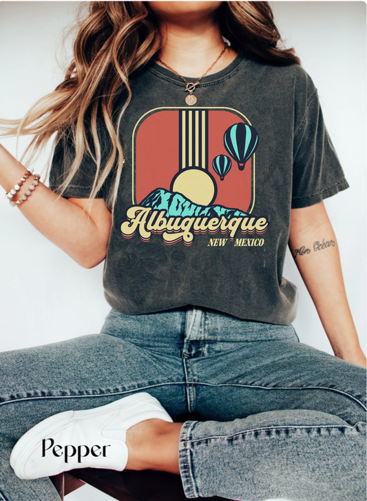 Comfort colors albequerque new mexico hot air balloon festival tshirt, boho travel america shirt, retro state park tee, desert south west