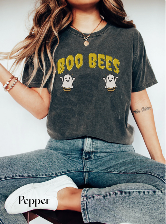 Comfort colors funny boo bees halloween pun tshirt, cute ghost naughty boobies shirt, boho retro groovy fall autumn holiday tee, vintage